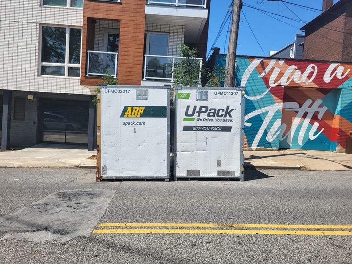 ABF U-Pack moving containers on a city street (Labor only moving) by Affordable Moving Solutions of Ohio