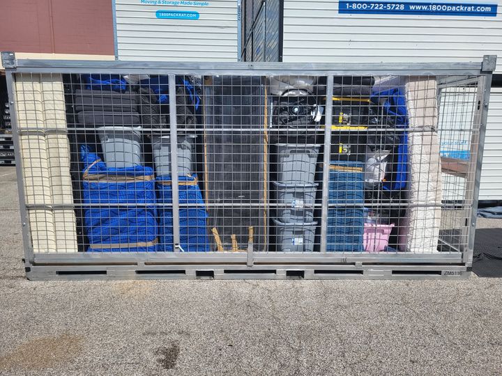 Wire storage cage loaded with belongings (Loading Services) by Affordable Moving Solutions of Ohio